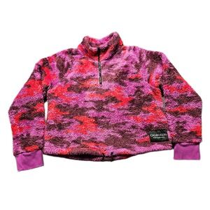 Calvin‎ Klein Performance Womens Medium Pink Camo Fleece Quarter Zip Pullover